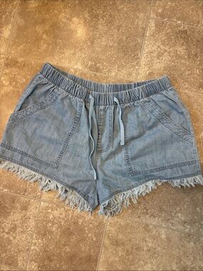 Light Blue Denim Frayed Hem Women’s Shorts
